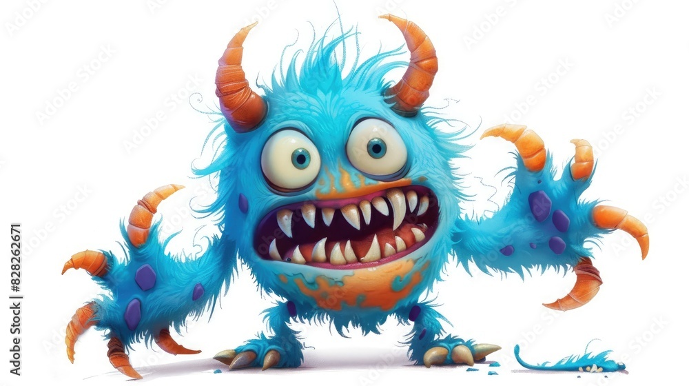 Adorable Cartoon Monster Character on a White Background Adorable Cartoon Monster Character on a White Background