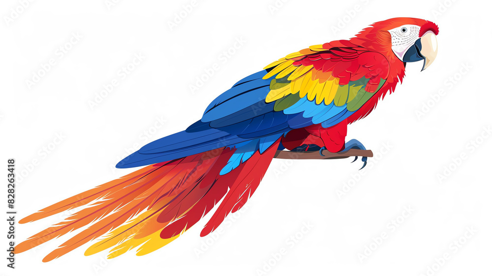 Fototapeta premium red and yellow macaw on white transparent background