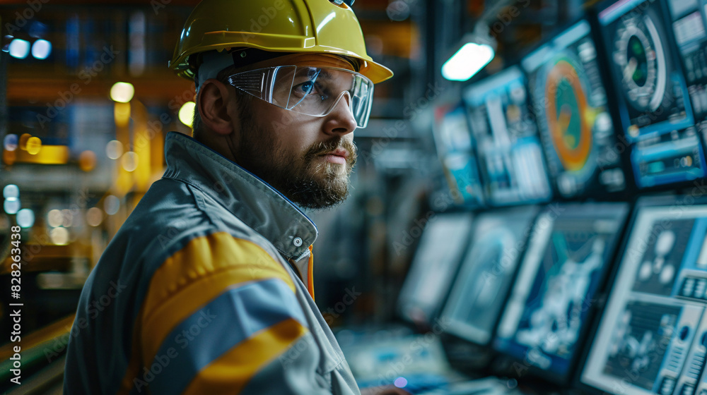 Engineer managing industrial operations with advanced software and AI ...