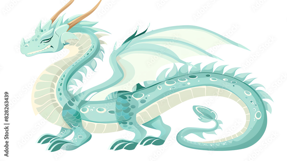 Obraz premium green dragon on white transparent background