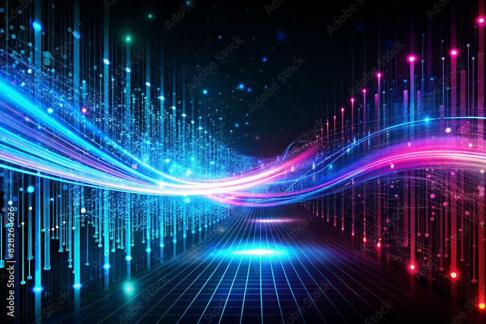 High-tech background depicting a flowing data stream High-tech background depicting a flowing data stream