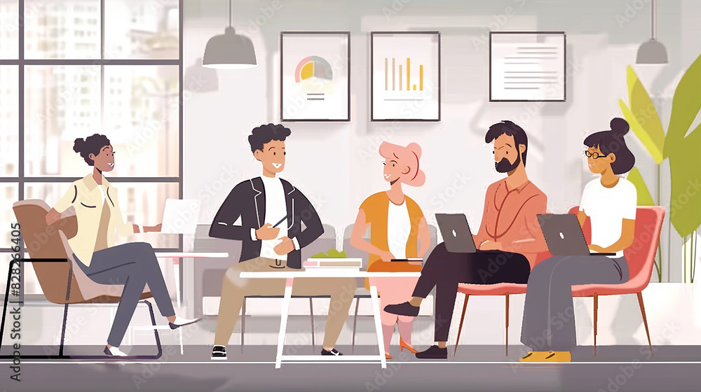 A group of diverse professionals having a meeting in a modern office A group of diverse professionals having a meeting in a modern office