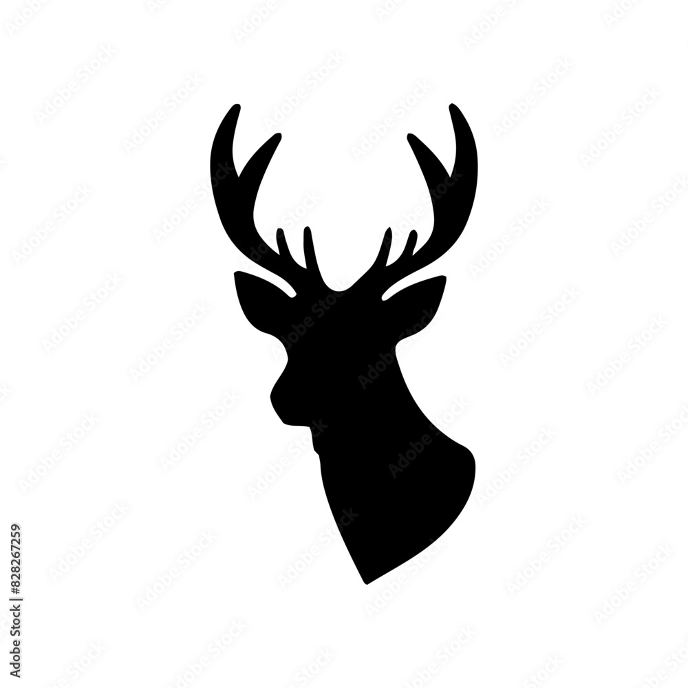 Beautiful deer head and horn silhouette vector simple design Beautiful deer head and horn silhouette vector simple design