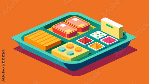 In a nod to classic TV dinners guests can choose from a variety of mini frozen meals complete with compartmentalized trays and retro packaging. Its a. Vector illustration