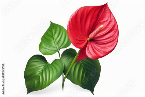 anthurium home plant, isolated on a white background. one large flower.