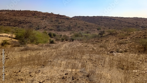 Landscape view of mountains, mountain View and dry grass 