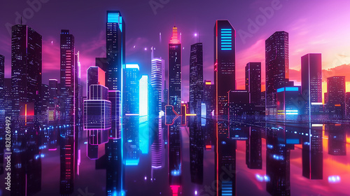 Business buildings at night view 