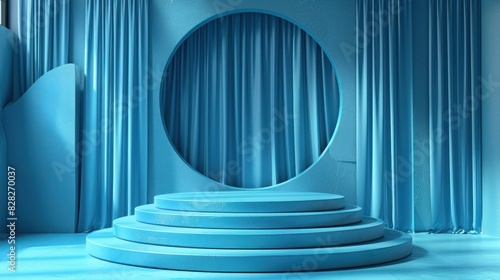 Abstract 3D podium circle background