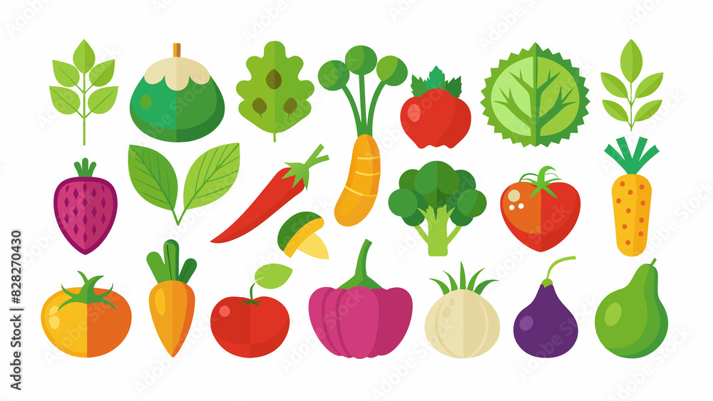 Fototapeta premium Vegetables Icons on a white background