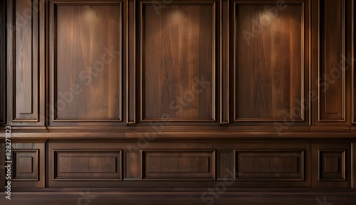 Elegant wooden panel wall  showcasing the fine details and texture of classic woodwork