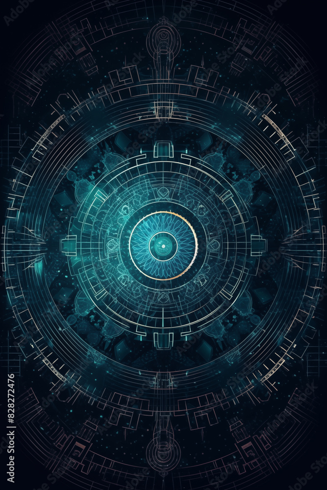 Fototapeta premium a close up of a circular object with a blue background