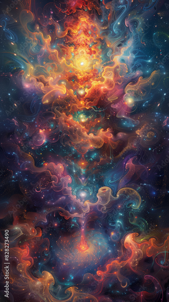painting of a colorful space with a bright light coming out of it painting of a colorful space with a bright light coming out of it