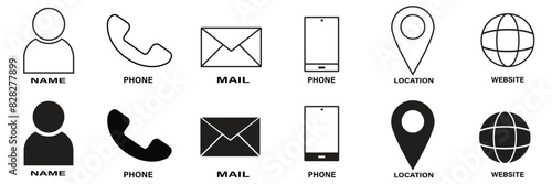 business card icon, icon contact