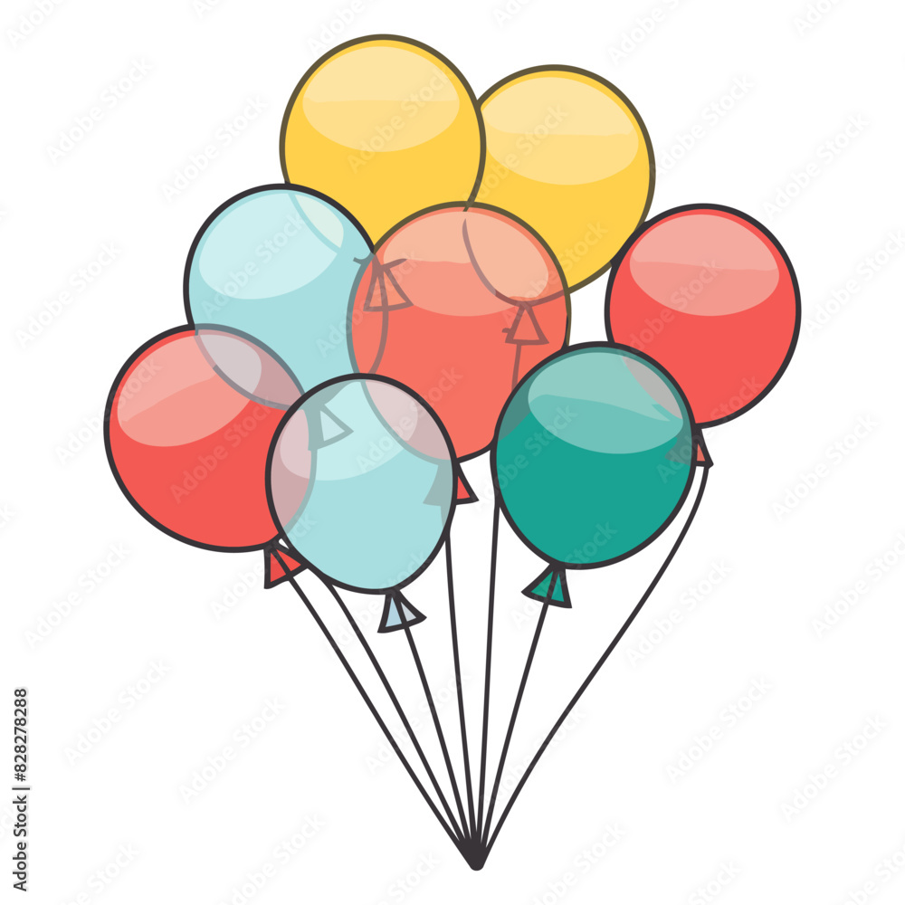 A vector icon depicting a bunch of balloons of various shapes, often representing celebration or festivities.