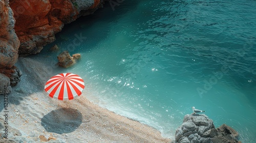Coastal Calm Striped Shade Azure Sea Perched Gull