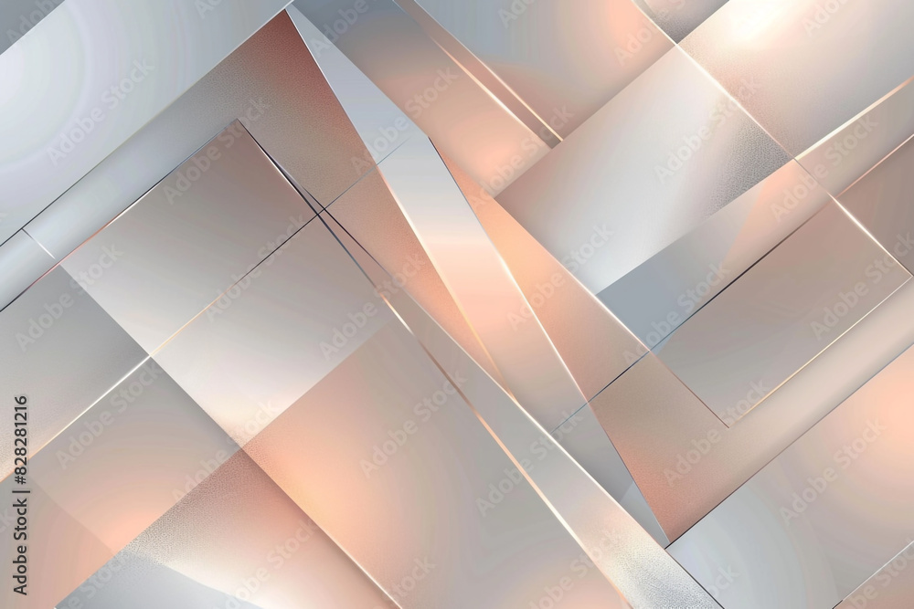 Sophisticated abstract with geometric shapes in silver and rose gold duotone gradient. Sophisticated abstract with geometric shapes in silver and rose gold duotone gradient.