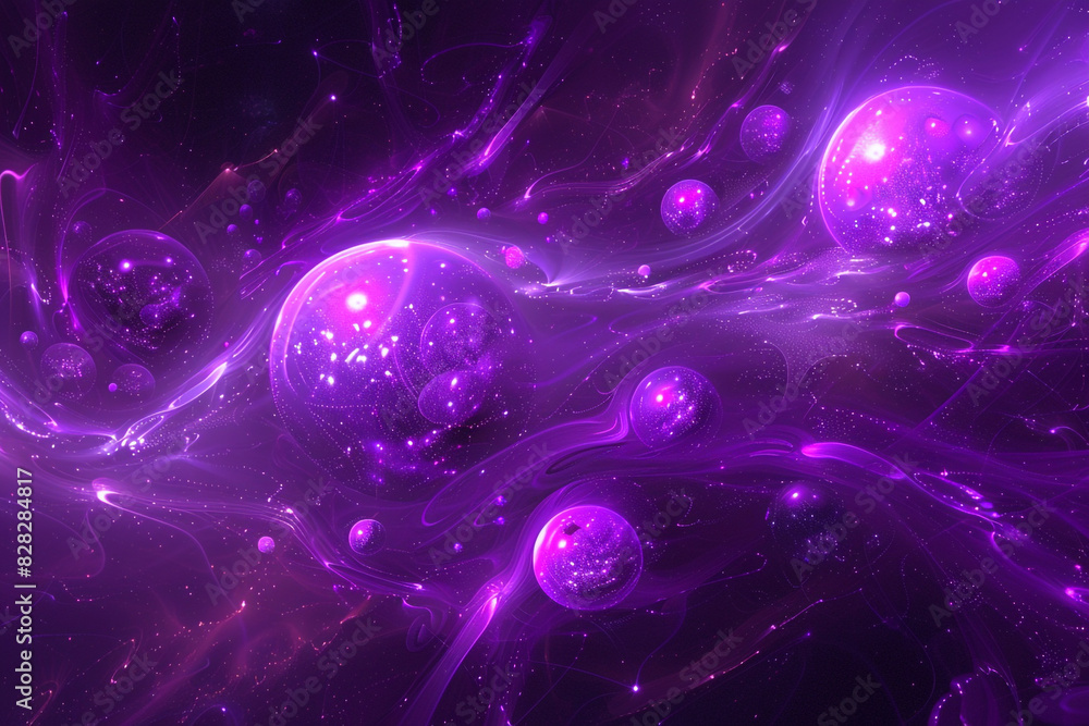 Mystical glowing orbs in an ethereal radiant abstract violet illustration. Mystical glowing orbs in an ethereal radiant abstract violet illustration.