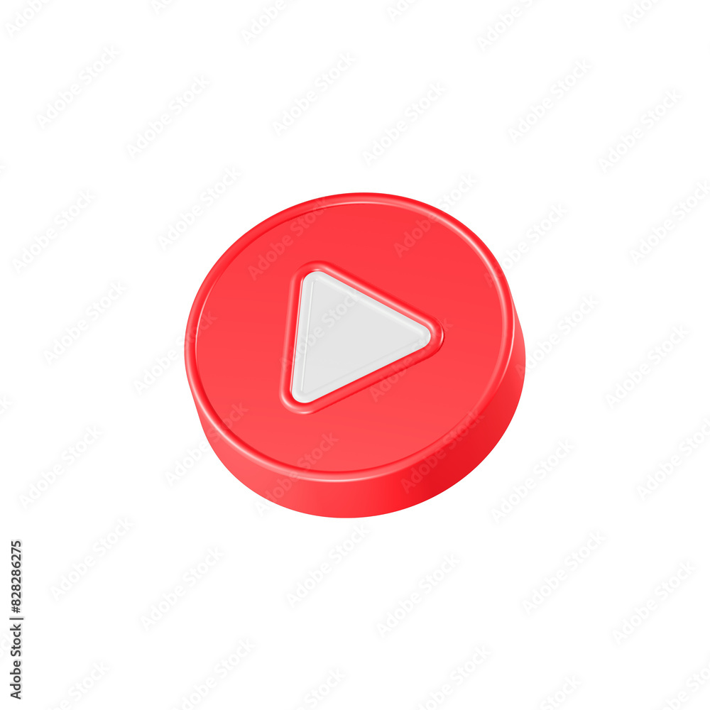 play player button icon 3d red color play player button icon 3d red color