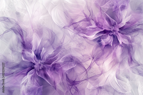 Delicate floral motifs in an ethereal abstract violet design, whimsical.