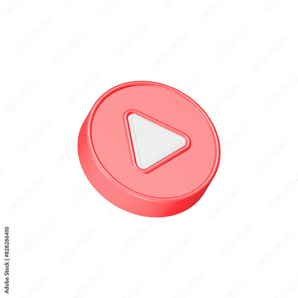 play player button icon 3d red color play player button icon 3d red color