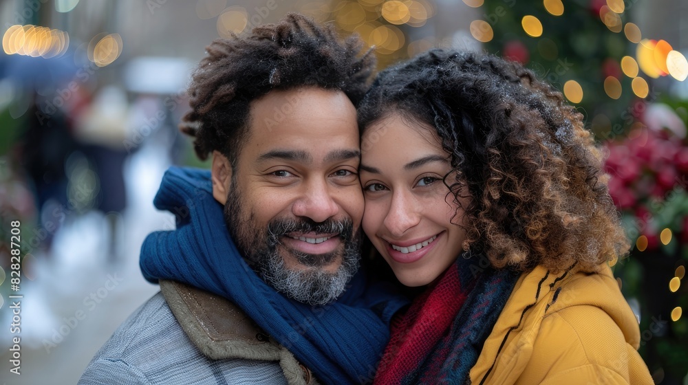 Joyful Embrace Between Couple on Christmas Eve Joyful Embrace Between Couple on Christmas Eve