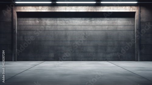 Concrete floor and a closed door for product display or an industrial background