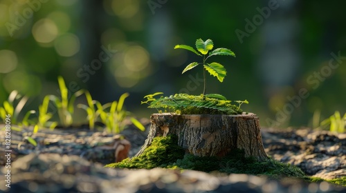 Young tree emerging from old tree stump © Johannes