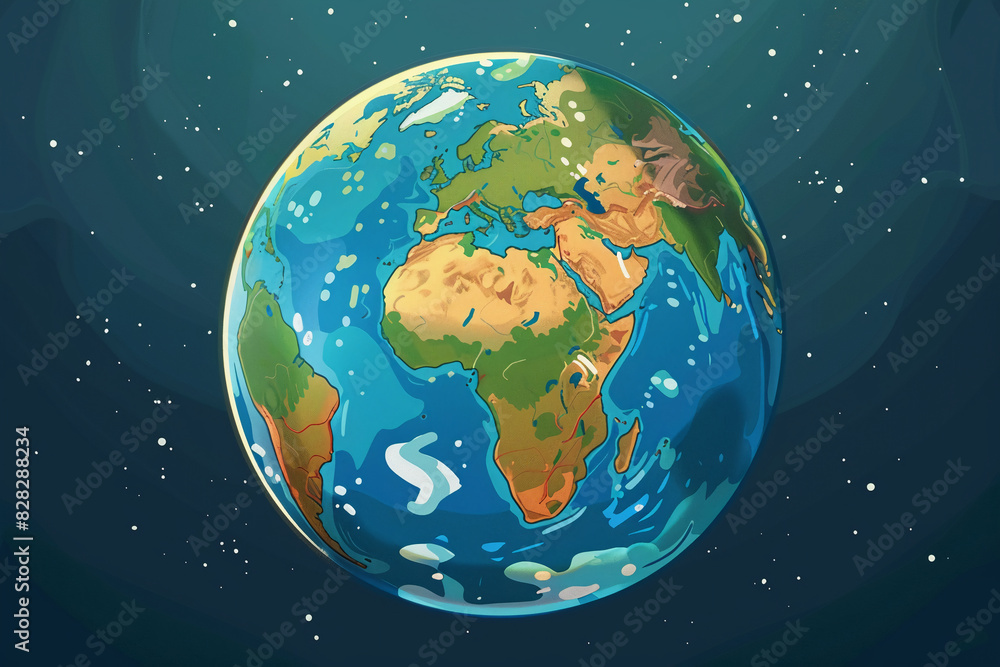 A Cartoon-Style Earth Illustration A Cartoon-Style Earth Illustration