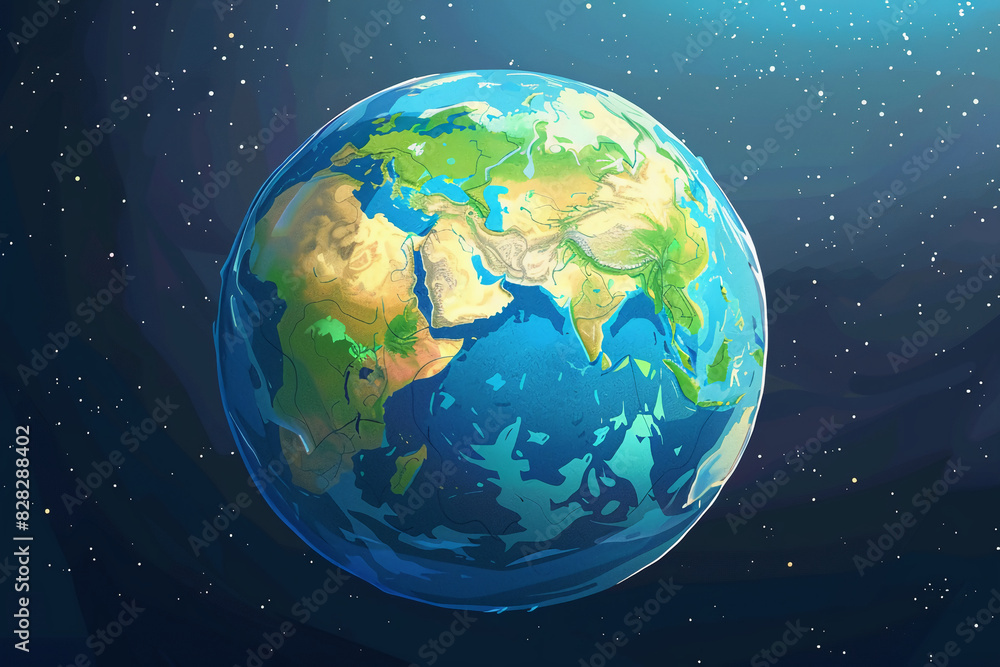 A Cartoon-Style Earth Illustration A Cartoon-Style Earth Illustration