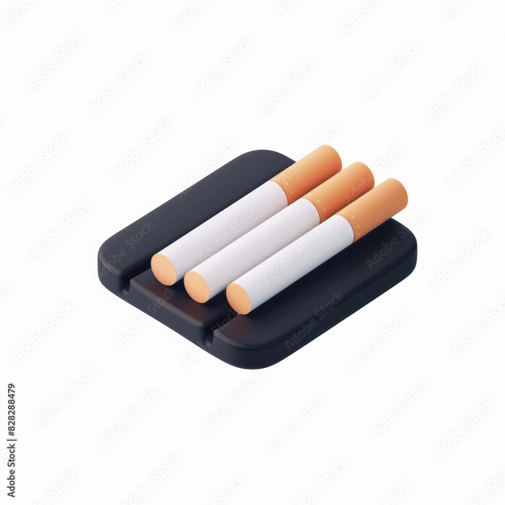 cigarettes icon in 3D style on a white background cigarettes icon in 3D style on a white background