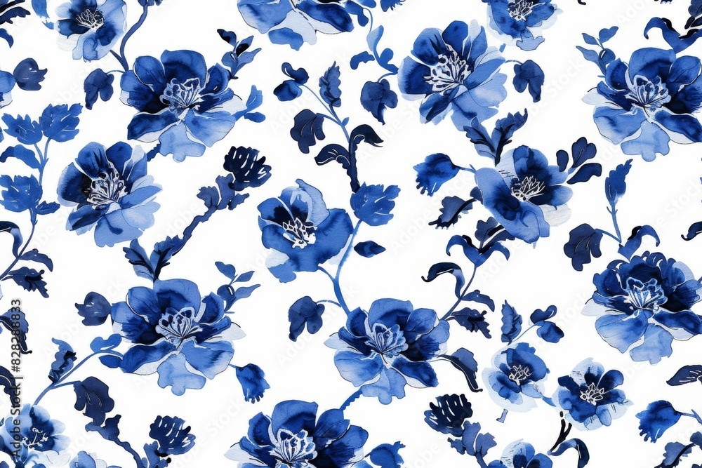 Watercolor Seamless pattern with blue and white Watercolor Seamless pattern with blue and white