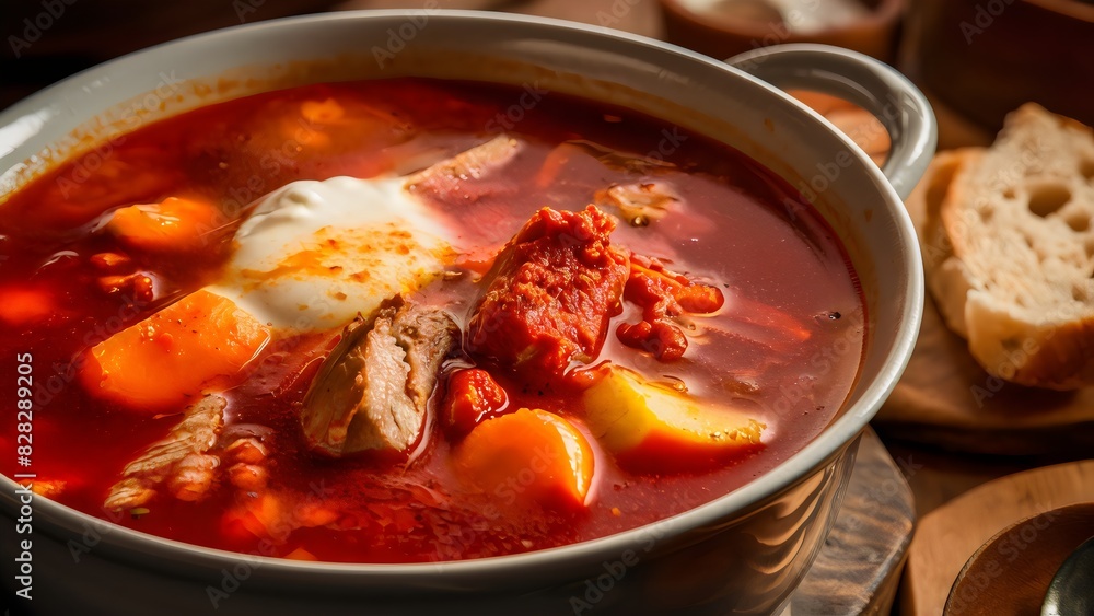Hungarian Goulash Soup with Paprika and Sour Cream Hungarian Goulash Soup with Paprika and Sour Cream