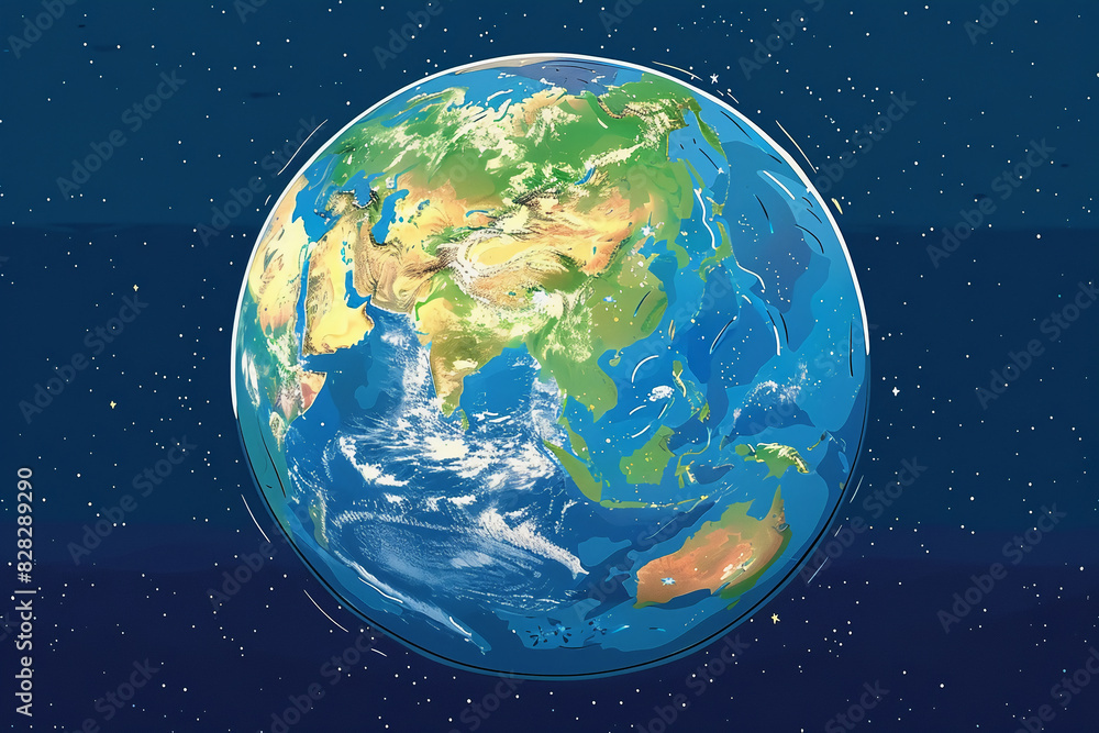 Fototapeta premium A Cartoon-Style Earth Illustration