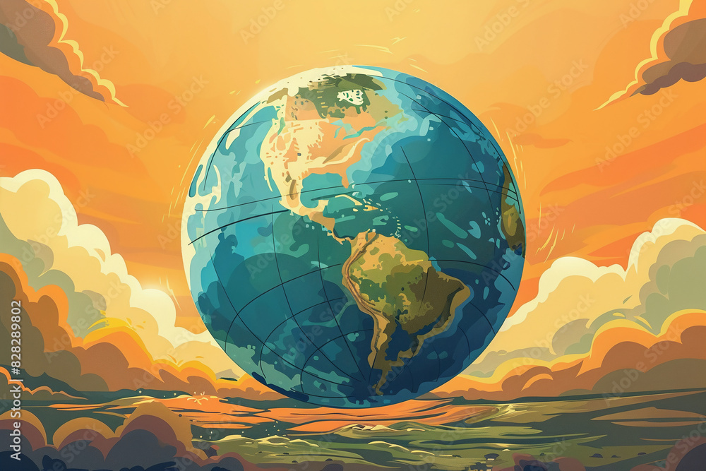 Naklejka premium A Cartoon-Style Earth Illustration