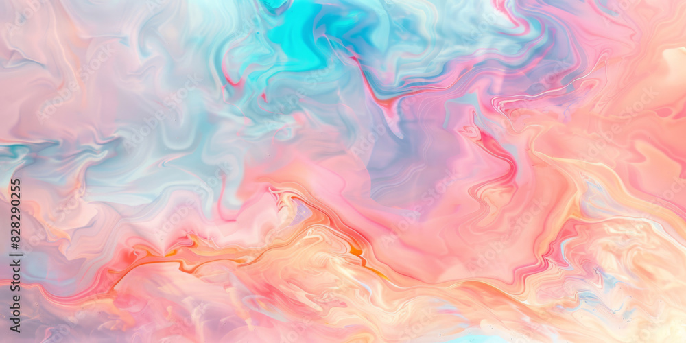 A colorful abstract painting with a pink and blue swirl A colorful abstract painting with a pink and blue swirl