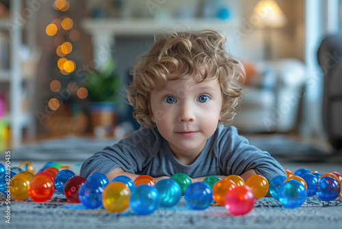 little child playing with balls