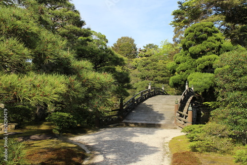 Japanese garden in Kyoto Imperial Palace, Japan photo