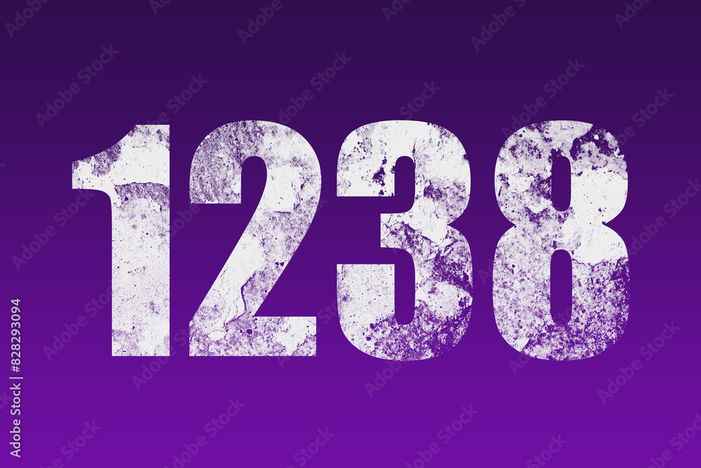flat white grunge number of 1238 on purple background. flat white grunge number of 1238 on purple background.