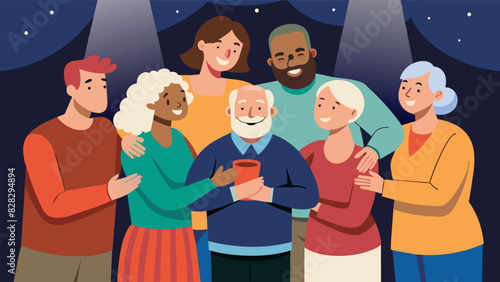 Beyond the stage the senior actors form deep friendships and support each other through lifes ups and downs creating a strong sense of community within the theater group.. Vector illustration