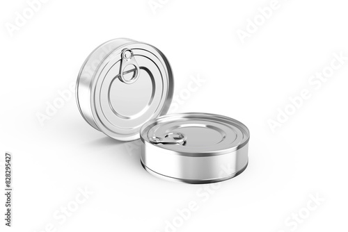 Realistic blank fish tin can with pull ring 3d Rendering 