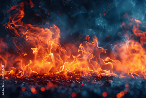  Close-Up of Crackling Fire Burning on Forest Floor