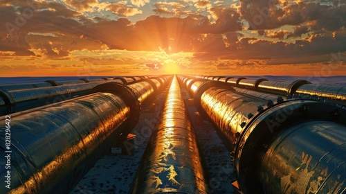 Oil pipeline in a large oil refinery photo
