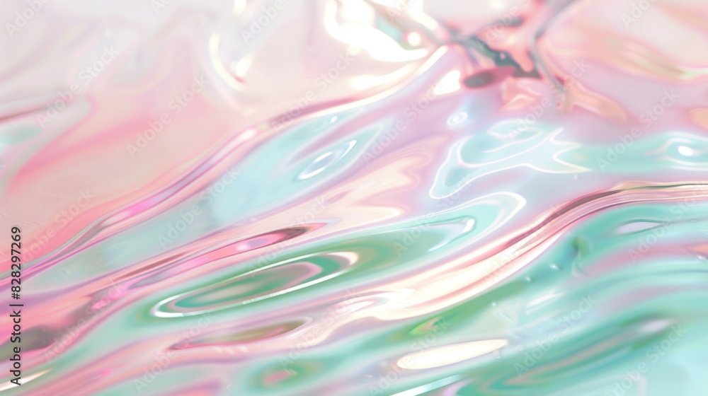 Fototapeta premium A glossy liquid surface abstract in blush pink, powder blue.