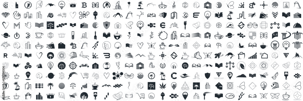 Abstract Logo And Icon Set. elements logo illustration symbol, background Abstract Logo And Icon Set. elements logo illustration symbol, background