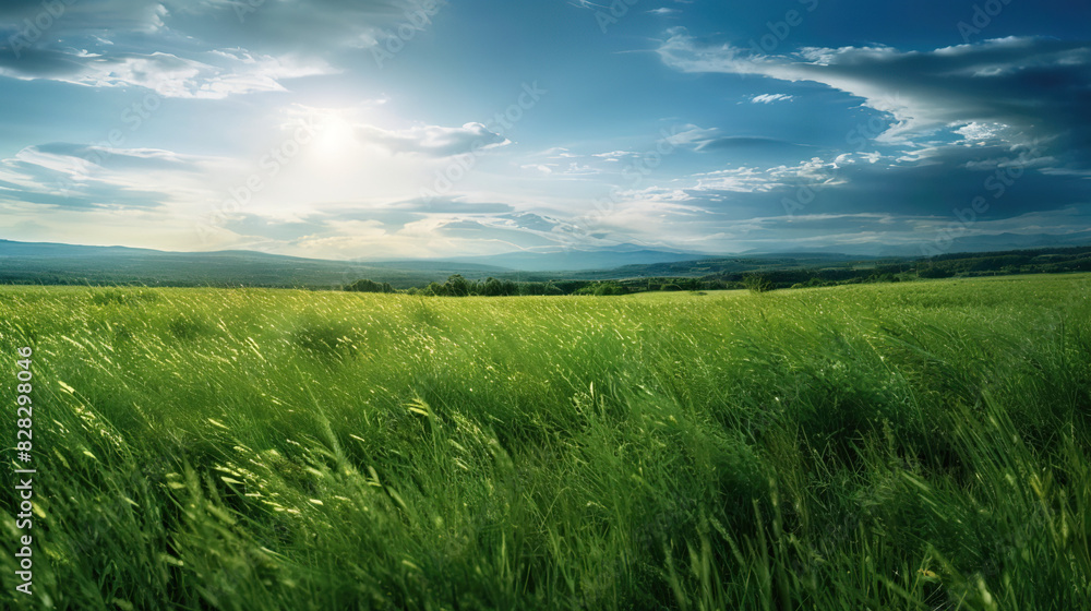 Obraz premium Sunshine and Greenery Backgrounds: Field of Dreams 