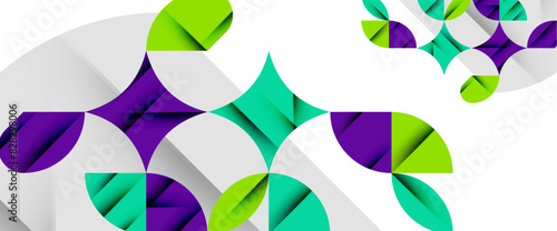 Minimal geometric elements on white. Petals, round triangles, star