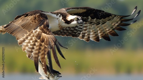 An osprey holding a fish in its talons at Edwin B Forsythe National Wildlife Refuge in Galloway New Jersey photo