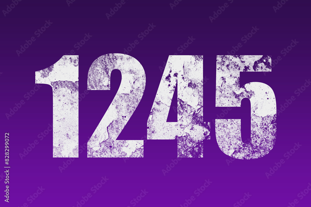 flat white grunge number of 1245 on purple background. flat white grunge number of 1245 on purple background.