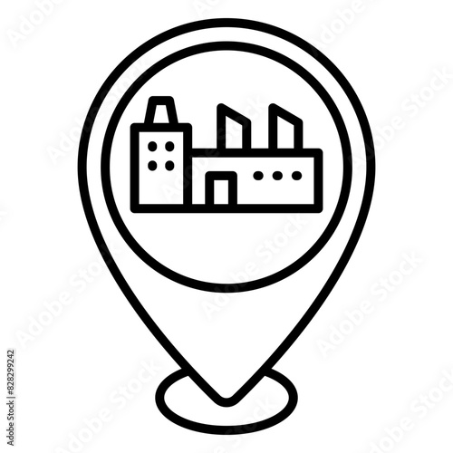 Illustration of Industrial Area Location design Line Icon