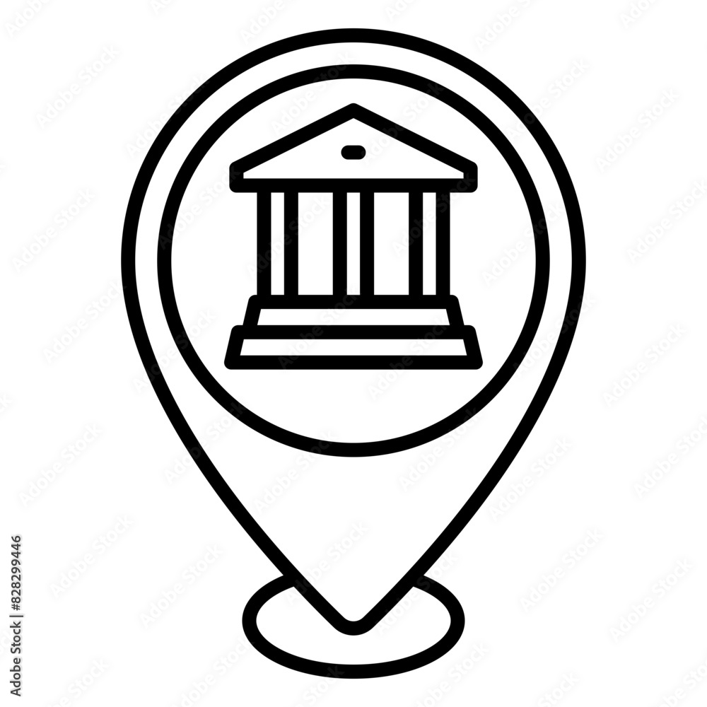 Illustration of Museum Location design Line Icon Illustration of Museum Location design Line Icon